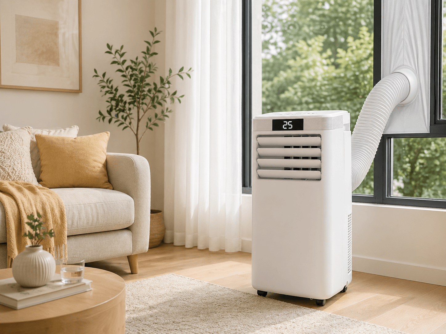 Climatiseur mobile dans un salon de maison